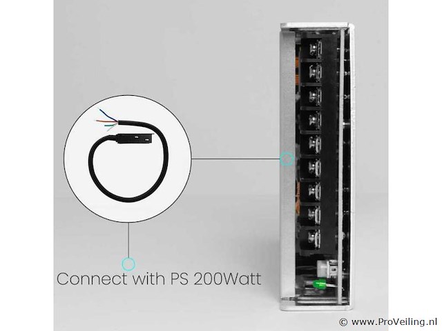 4 x voedingsconnector met kabel voor magnetische rail – 48v – zwart - afbeelding 2 van  3