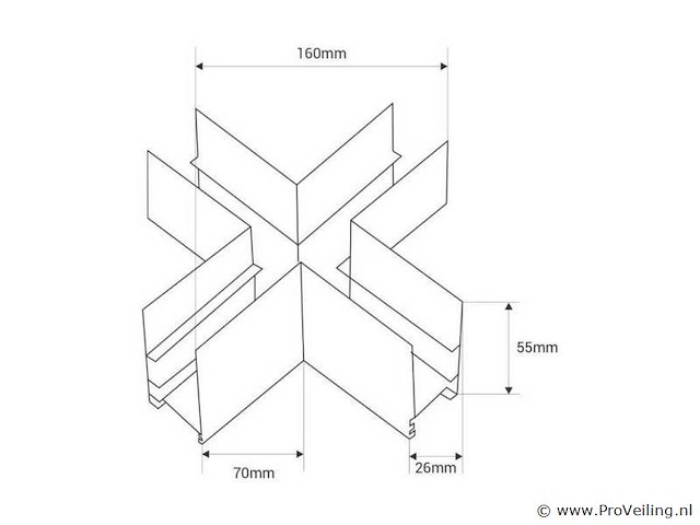 4 x x-connector voor opbouw magnetische rail – 48v – horizontaal - afbeelding 4 van  4
