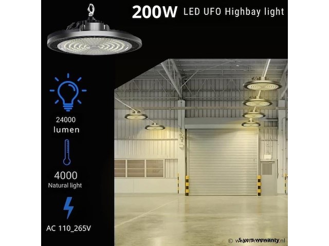 40 x highbay ufo 200w - pro design smd - dimbaar - neutraal wit 4000k - afbeelding 1 van  9