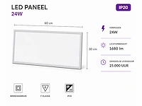 40 x led paneel 24w – 3000k warm wit - 595x295mm – ip20 – zodiac-24 - afbeelding 2 van  5