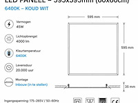 40 x led paneel 45w – 6400k koud wit - 595x595mm – ip20 – galaksi - afbeelding 4 van  5