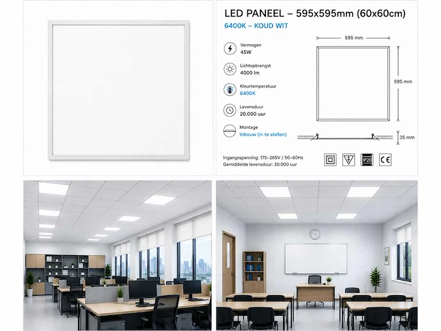 40 x led paneel 45w – 6400k koud wit - 595x595mm – ip20 – galaksi - afbeelding 5 van  5