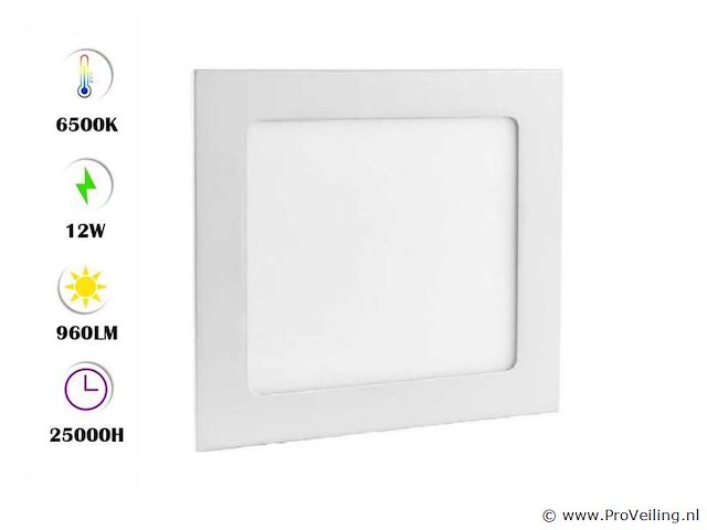 40 x led paneel – vierkant inbouw – 12w – 6500k koud wit – ip20 - afbeelding 1 van  4