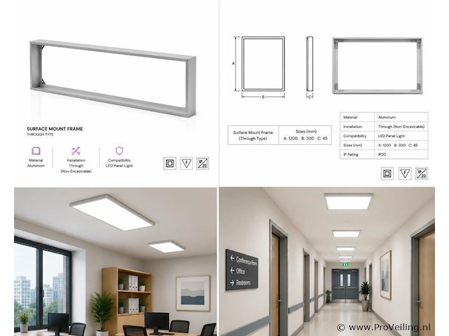 40 x opbouw frame voor led paneel – 1200x300mm – ip20 – frame-30120 - afbeelding 5 van  5