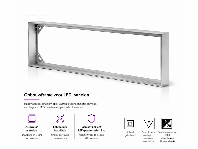 40 x opbouw frame voor led paneel – 1200x300mm – ip20 – frame-30120 - afbeelding 1 van  5