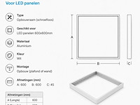 40 x opbouw frame voor led paneel – 600x600mm – ip20 – frame-6060 - afbeelding 4 van  5