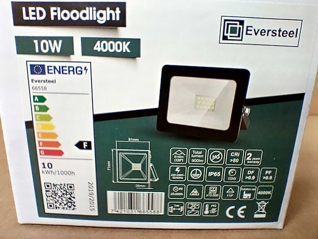 40x eversteel - led flood light 10 watt - afbeelding 3 van  3