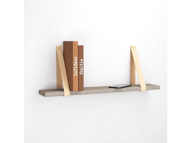 (41x) set leren plankdragers - creme - 85x4 cm - afbeelding 1 van  1