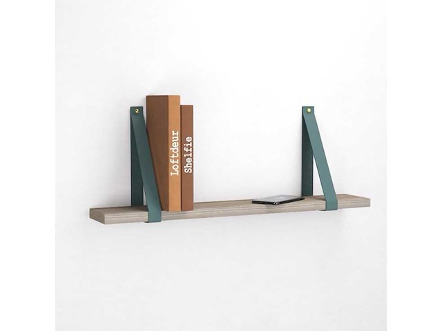 (43x) set leren plankdragers - donker turquoise - 85x4 cm - afbeelding 1 van  1