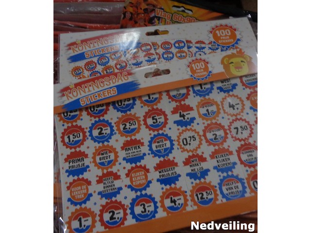 48 pakjes met 100 koningsdag (prijs) stickers - afbeelding 3 van  3