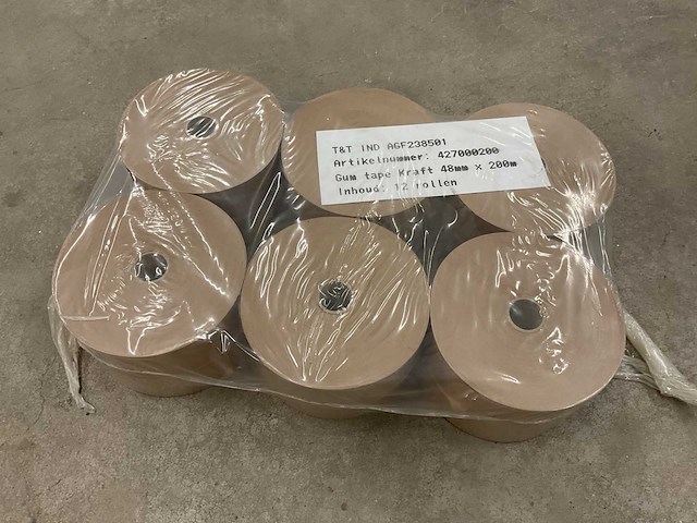 48mm x 200m kraft pak á 12 rollen gegomde tape (24x) - afbeelding 1 van  3