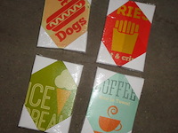 48x retro food canvas 12x18cm 4 assorti - afbeelding 1 van  3