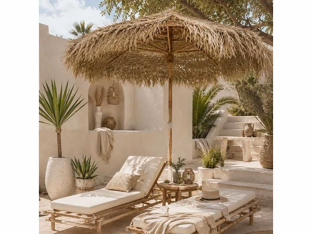 4shine - palm-bamboe parasol – 250 cm – 4shine - parasol - garden furniture accessory - afbeelding 2 van  2