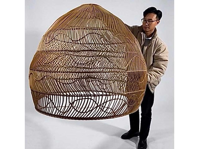 4shine - rotan hanglamp ravi xxl -ø120cm- ronde hanglamp – 4shine - hanging lamp - afbeelding 1 van  2