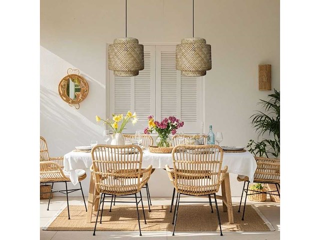 4shine - santi s - ronde bamboe hanglamp - hanging lamp (10x) - afbeelding 3 van  3