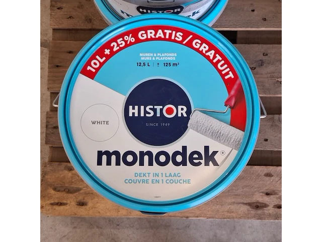 4x 12.5 liter muurverf, histor, monodek, wit - afbeelding 3 van  3