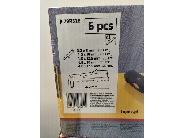 4x 6-delige popnageltangen topex, geel/chroom - afbeelding 3 van  4