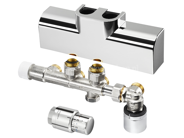 4x aansluitset voor badkamerradiator, oventrop, multiblock t -rtl / uni sh, verchroomd - afbeelding 1 van  3