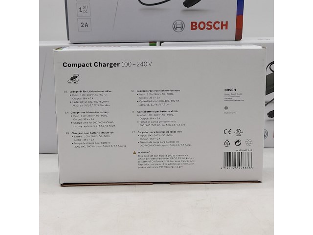 4x acculader t.b.v fietsaccu, bosch, compact charger 100-240v - afbeelding 4 van  5