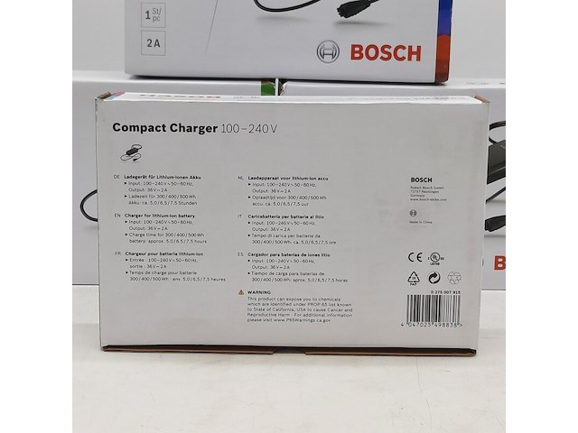 4x acculader t.b.v fietsaccu, bosch, compact charger 100-240v - afbeelding 4 van  5