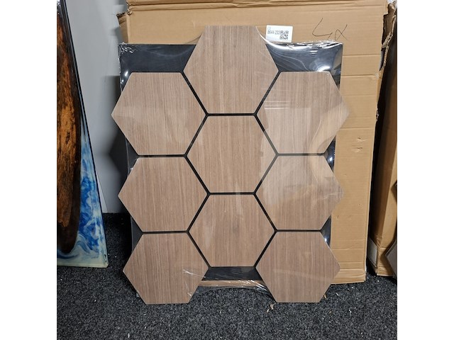 4x akoestisch wandpaneel, hexagon walnoot - afbeelding 1 van  3