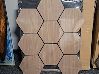 4x akoestisch wandpaneel, hexagon walnoot - afbeelding 1 van  3