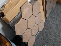 4x akoestisch wandpaneel, hexagon walnoot - afbeelding 2 van  3