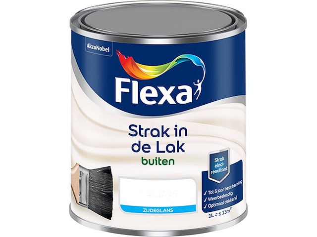4x alkyd zijdeglans 1 liter flexa, strak in de lak, wit - afbeelding 1 van  2