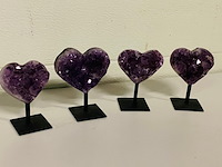 4x amethist hart op metalen standaard - afbeelding 3 van  6