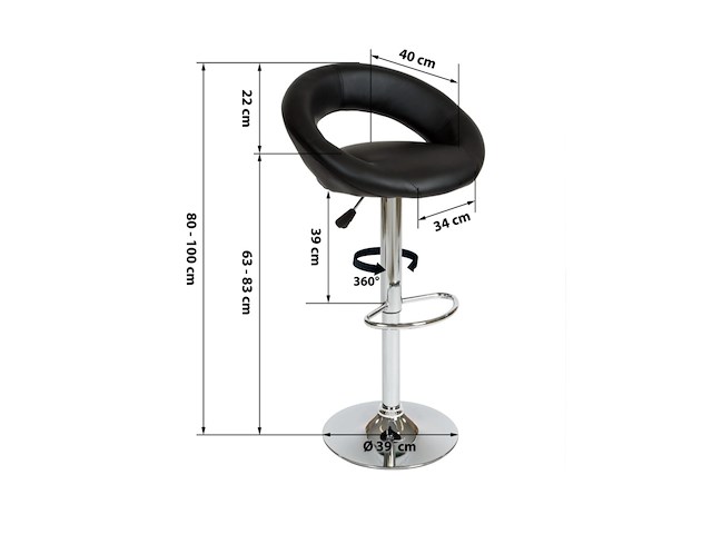 4x barkruk verstelbaar rond zwart, 2025 - afbeelding 1 van  2