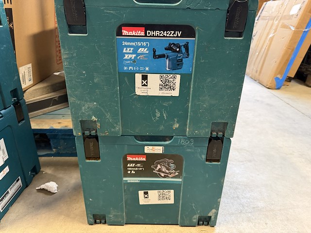 4x bouwgereedschap in koffer, 1x lader makita, ddf484rt3j, djv182zj, dhr242zjv, dhs630zj - afbeelding 5 van  5