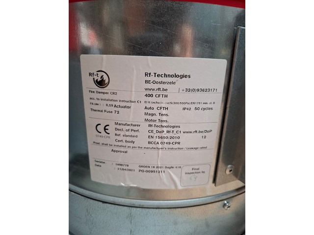 4x brandklep 400mm rft , fire damper cr2 - afbeelding 3 van  5