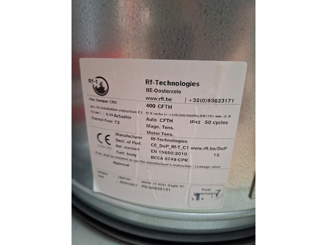 4x brandklep 400mm rft , fire damper cr2 - afbeelding 5 van  5