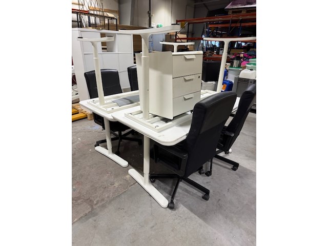 4x bureau met bureaustoel ikea, wit - afbeelding 8 van  10