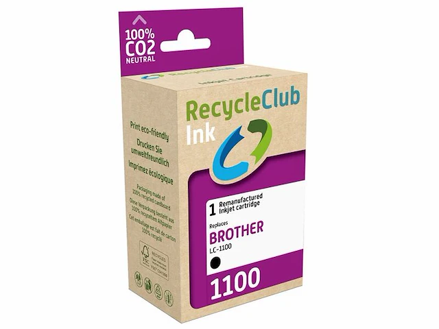 4x cartridges voor brother lc-1100 zwart, recycleclub, zwart - afbeelding 1 van  2
