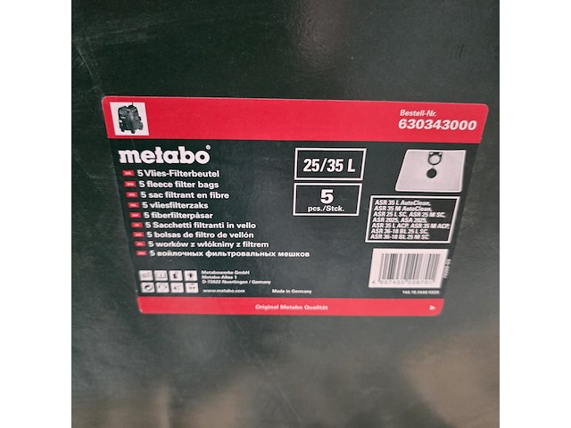 4x doos 5x vliesfilterzakken, metabo, 630343000 - afbeelding 4 van  4