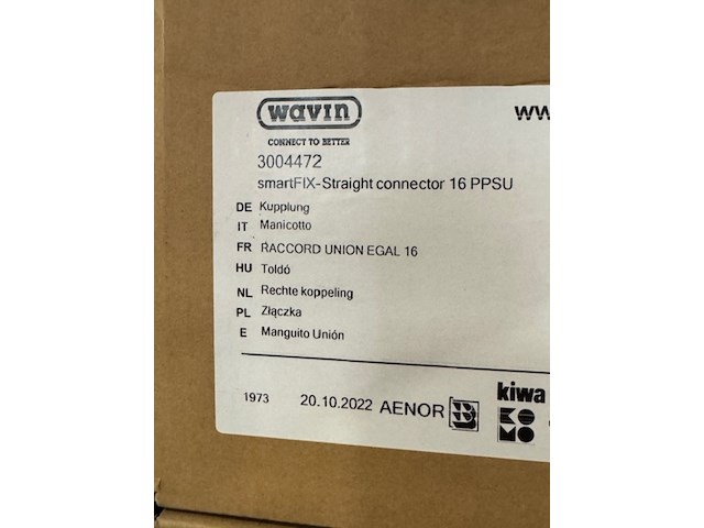 4x doos koppelingen en ijzerwaren, wavin, smartfix-straight connector 16 ppsu - afbeelding 3 van  3