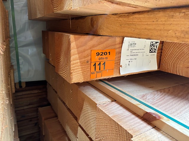 4x douglas balken fijnbezaagd, 150x150mm, lengte 500cm - afbeelding 4 van  4