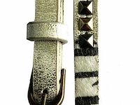 4x dozen dames leren riemen – lang en smal, panter / zebra print, diverse maten