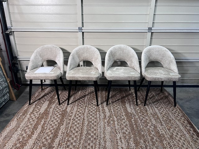 4x eetkamerstoel chenille, kave home, mael, beige - afbeelding 1 van  2