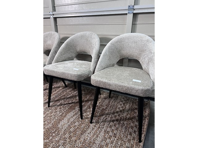 4x eetkamerstoel chenille, kave home, mael, beige - afbeelding 2 van  2