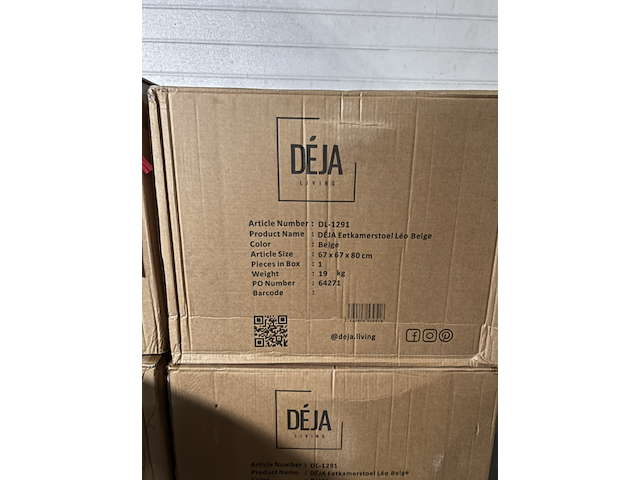 4x eetkamerstoel, déja living, léo, beige - afbeelding 1 van  4