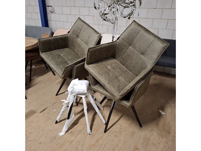 4x eetkamerstoel, draaibaar groen - afbeelding 4 van  4