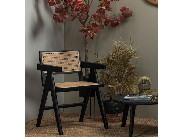 4x eetkamerstoel rattan/hout , woood, gunn, zwart / bruin - afbeelding 3 van  7