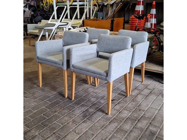 4x eetkamerstoel, sateliet, grijs - afbeelding 1 van  10