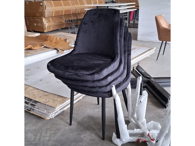 4x eetkamerstoel, velvet, zwart, 2026 - afbeelding 6 van  6