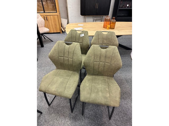 4x eetkamerstoelen pieter, microvezel, groen - afbeelding 1 van  6
