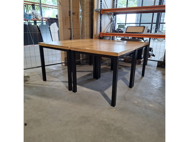 4x eiken horeca/ kantine tafels - afbeelding 1 van  10