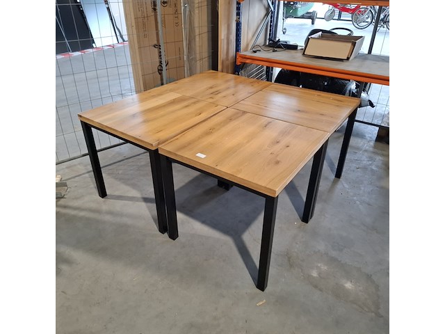 4x eiken horeca/ kantine tafels - afbeelding 3 van  10