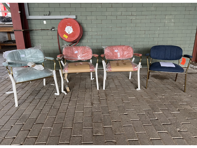 4x fauteuil met armleuning, vanharte, jolien, gouden onderstel - afbeelding 1 van  5